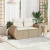 Design Gartensofa mit Kissen 2-Sitzer Beige Poly Rattan, Produktbild-Vorschau 3