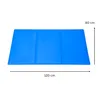 A blue cooling mat for pets is shown on a white background with dimensions indicated. Náhľad obrázku produktu