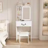 Minimalistische make-up tafel set, wit, met dimbare Productafbeelding-voorbeeld 1