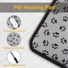 A close-up marketing image of a pet heating pad, highlighting its features with text and circular insets. Produktbild-Vorschau