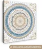 MuchoWow® - Leinwandbilder - Mandala - Blau - Bohème - Weiß Produktbild-Vorschau 1