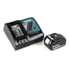 A black Makita battery charger and a black Makita battery are shown on a white background. Produktbild-Vorschau