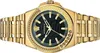A close-up, studio shot of a gold Versace watch with a black dial. Produktbild-Vorschau