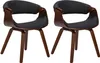 Two modern dining chairs with dark upholstery and curved wooden frames. Podgląd zdjęcia produktu