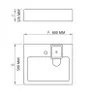 Technical drawing of a washbasin with dimensions indicated. Anteprima dell’immagine prodotto