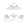 A children's garden furniture set with a table and two chairs, under a frog-themed umbrella. Produktbild-Vorschau