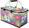 A floral picnic basket with a silver frame and handles. Náhled obrázku produktu