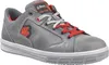 A single grey leather safety shoe with red and grey laces, shown from a side-angle. Náhled obrázku produktu