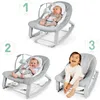A collage of three images showing a baby rocking chair in different stages of use and with different aged babies. Produktbild-Vorschau