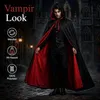 Wendecape mit Kapuze XL 160 cm Schwarz Rot – Langer Umhang Produktbild-Vorschau 3