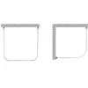 Two shower curtain rods are shown against a white background. The rod on the left is a U-shape, and the rod on the right is a quarter-circle shape, attached to a brick wall. Produktbild-Vorschau