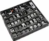 A black tray filled with various sewing machine presser feet. Produktbild-Vorschau