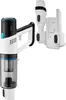 A cordless vacuum cleaner and its wall mount are shown against a white background. Produktbild-Vorschau