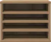 A front view of an empty wooden shelf unit. Produktbild-Vorschau