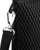 A close-up of a black mesh bag with a silver clasp and black strap. Produktbild-Vorschau