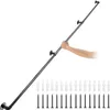 A black pipe handrail is shown diagonally against a white background, with a person's arm and hand gripping the rail. Podgląd zdjęcia produktu