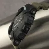 Close-up side view of a black G-Shock watch with a green strap. Podgląd zdjęcia produktu