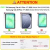 Diagrams and text showing compatibility information for Samsung tablet cases. Produktbild-Vorschau
