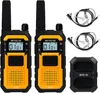 Two walkie-talkies, two headsets, and a charging dock are displayed against a white background. Náhled obrázku produktu