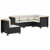 vidaXL 5-tlg. Garten-Sofagarnitur mit Kissen Schwarz Poly Produktbild-Vorschau 1