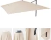 A rectangular cantilever umbrella with a cream-colored canopy and a black frame, shown against a white background. Below the main image are four close-up shots of the umbrella's details. Voir les images du produit