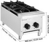A commercial gas stove with two burners, shown from a 3/4 angle. Anteprima dell’immagine prodotto