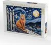 CALVENDO Puzzle Aquarell Katze unterm Nachthimmel | 1000 Produktbild-Vorschau 2