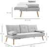 Sofa rozkładana HOMCOM, sofa 3-osobowa, sofa rozkładana ze Podgląd zdjęcia produktu 3