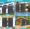 Collage of four images showing outdoor curtains used in different settings: a veranda, a swimming pool area, another veranda, and a changing room. Produktbild-Vorschau