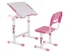 A pink and white adjustable desk and chair set for children, shown against a white background. Produktbild-Vorschau