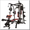 A multi-gym fitness machine with a bench and weight rack, shown against a white background. Produktbild-Vorschau
