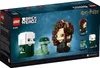 The back of a LEGO BrickHeadz Harry Potter set box, showing the assembled figures of Voldemort, Nagini, and Bellatrix Lestrange. Produktbild-Vorschau