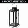 Zwarte lantaarn: 24 cm metalen lantaarn voor Productafbeelding-voorbeeld 2