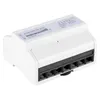 A white digital 3-phase 4-wire DIN rail kWh meter is shown against a white background. Produktbild-Vorschau