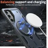 A phone case with a magnetic ring stand and a wireless charger, with blue lightning effects. Náhled obrázku produktu