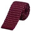 DonDon schmale Strickkrawatte 5 cm - dunkelrot mit weißen Produktbild-Vorschau 1
