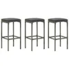 The Living Store Barhocker mit Kissen 3 Stk. Grau Poly Produktbild-Vorschau 1