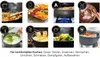 A collage of images demonstrating various cooking functions of a kitchen appliance, with text describing the functions. Produktbild-Vorschau
