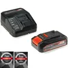 A black Einhell Power X-Change battery charger and a black Einhell Power X-Change 2.5 Ah 18V battery are shown on a white background. Two circular warranty badges are visible in the bottom left corner. Produktbild-Vorschau