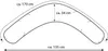 Diagram showing the dimensions of a boomerang-shaped pillow. Produktbild-Vorschau