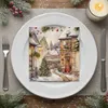 Servietten Papier 33x33cm Weihnachtsdorf 20 Stück Braun / Produktbild-Vorschau 4
