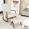 A white rocking chair and ottoman set in a room with a bed and nightstand. Anteprima dell’immagine prodotto