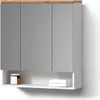 A bathroom cabinet with mirrored doors and a shelf below, displaying a jar and folded towels. Anteprima dell’immagine prodotto