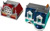 Two LEGO Creator Expert buildings, a red-roofed building and a blue-roofed building, are shown against a white background. Produktbild-Vorschau