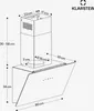 A technical drawing of a range hood with dimensions and measurements. Produktbild-Vorschau