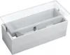 A white rectangular bathtub with a transparent lid partially open, showing internal steps and drainage features. Produktbild-Vorschau