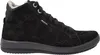 A side view of a black suede boot with a white fuzzy lining. Anteprima dell’immagine prodotto