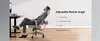 A man is sitting in an ergonomic office chair next to a desk, demonstrating its adjustable features. Náhled obrázku produktu