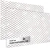 Two white rectangular filters with a grid pattern and text printed on them, stacked on top of each other. Produktbild-Vorschau