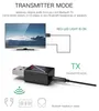 Diagram showing a Bluetooth transmitter connected to a TV and a USB port, with icons for headphones and audio devices below. Produktbild-Vorschau